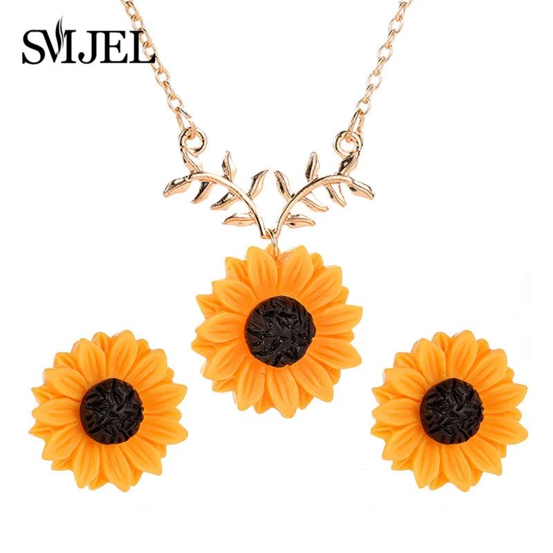Женское Ожерелье с подсолнухом SMJEL Boho винтажное модное повседневное ювелирное