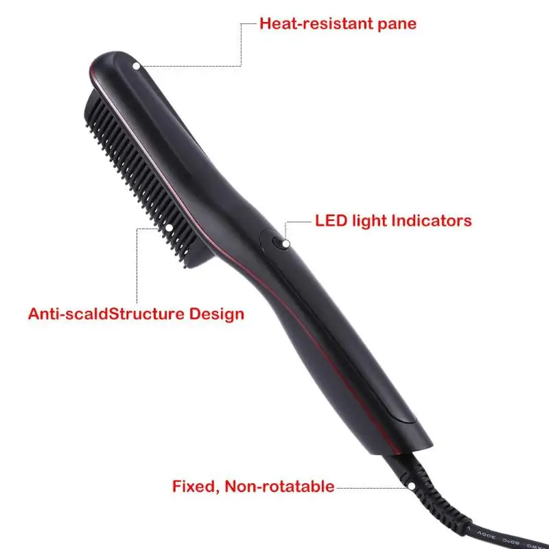 Профессиональная расческа, выпрямитель для волос, светодиодный, с цифровым дисплеем, с тремя зубцами, влажная, сухая, для мужчин, щетка для бороды, салонный инструмент для укладки, автоматическое отключение