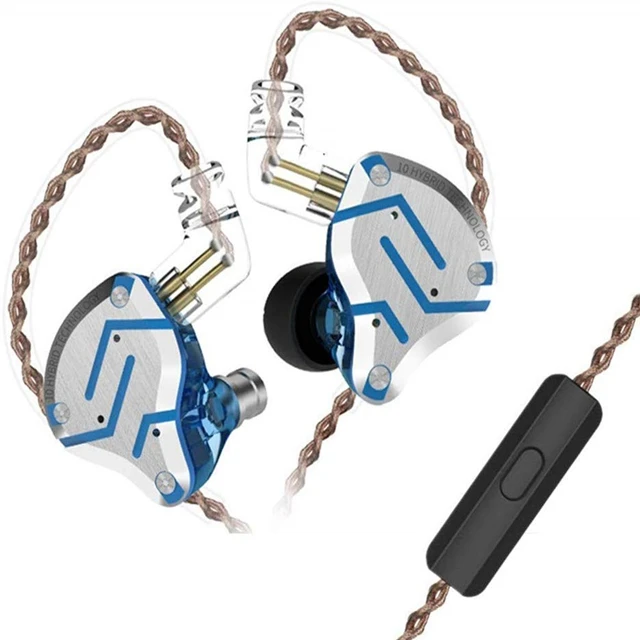 KZ ZS10 PRO 1DD 4BA HIFI металлическая гарнитура, гибридные наушники в ухо, спортивные наушники с шумоподавлением - Цвет: glare blue mic