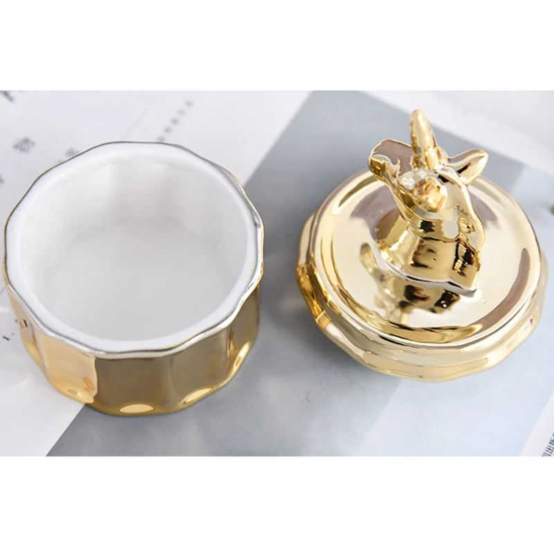 Cute Animals Ceramic Jewelry Boxes Wedding Ring Trinket Box Earring Jewelry Storage Box Gift Crafts Decoration