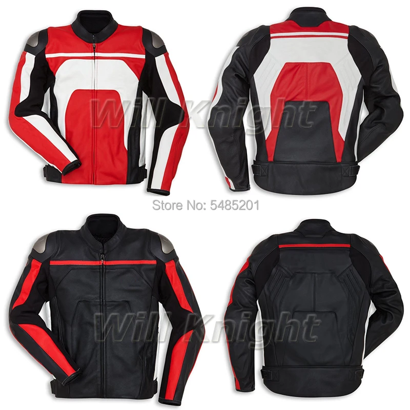 Для Ducati мотоциклетная Genune кожаная черная красная Защитная мужская куртка для