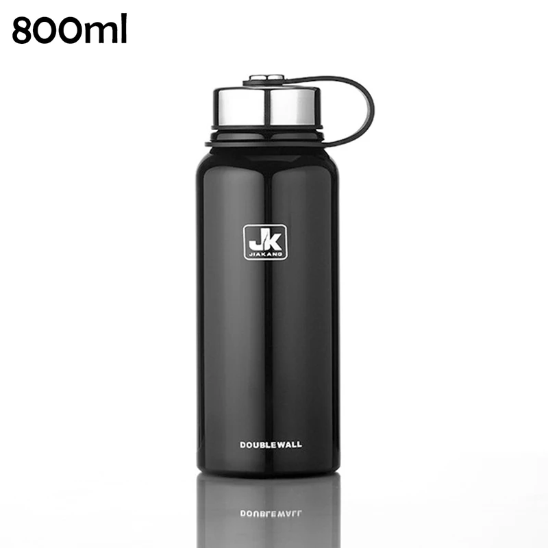 Black 800ml 800/1100/1500 мл теплоизолированная колба из нержавеющей стали Термос бутылка для спорта на открытом воздухе вакуумная колба бутылки для воды с ручкой - Цвет: Black 800ml