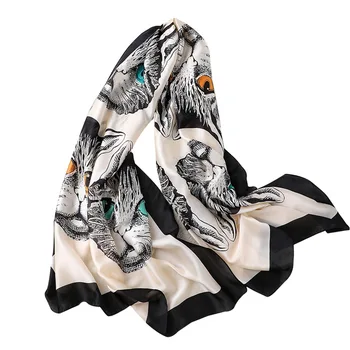 

New fashion cat print design long silk scarfs for women beautiful hijab scarf 180cm x 90cm large pashmina lady traveling shawls