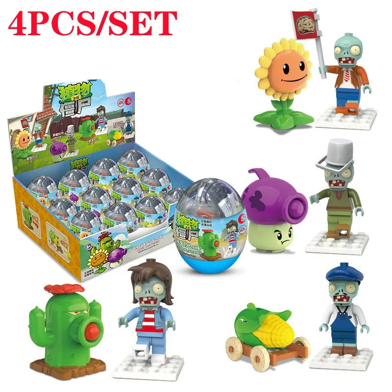

2020 New Game Plants Vs Zombies Egg Toys Abs Pvz Peashooter Building Blocks Diy Puzzle Toys For Children New Year's Gift