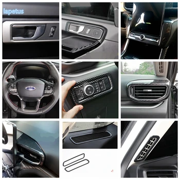 

ABS Carbon Fiber Look Interior Refit Kit Pillar A / Air AC / Head Lamps / Door Bowl / Cover Trim Fit For Ford Explorer 2020 2021