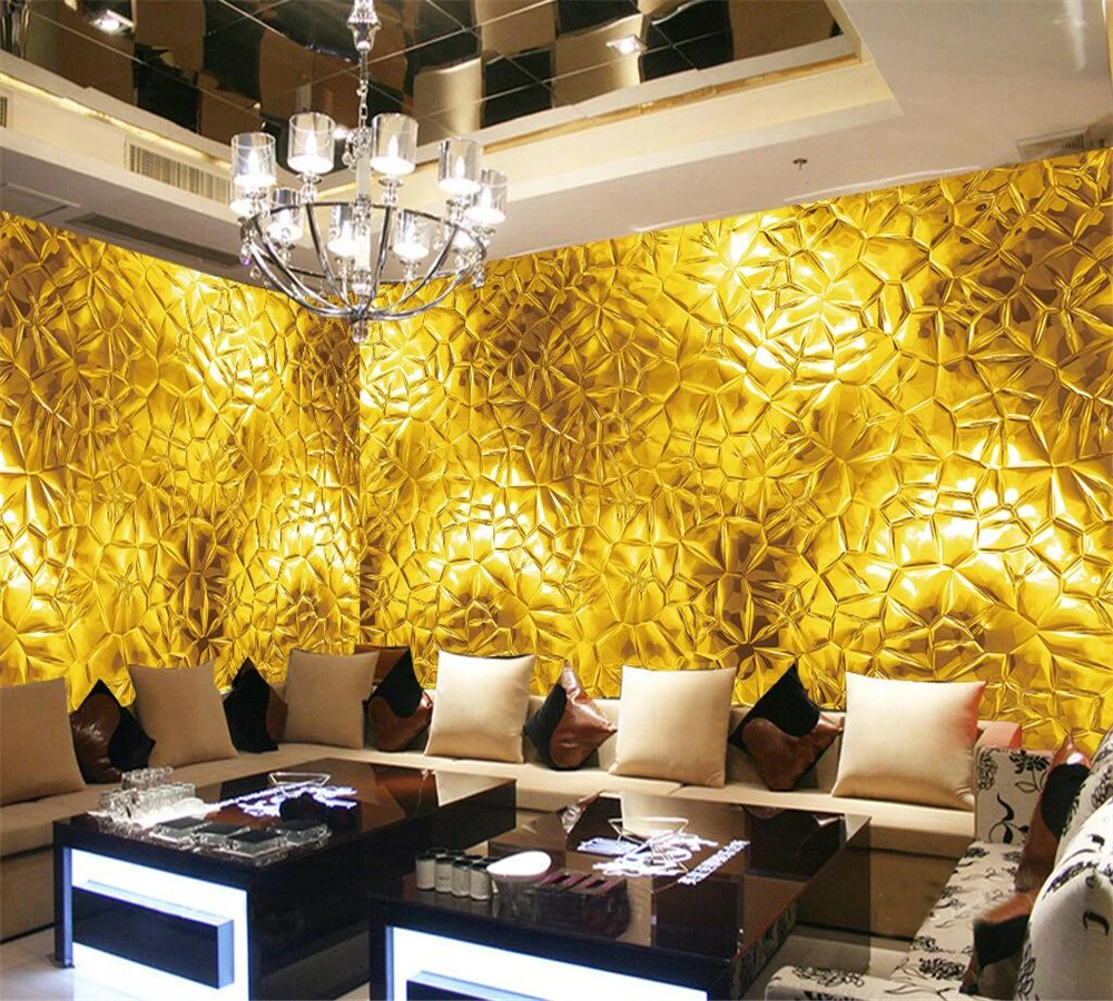 

beibehang Custom high-end wallpaper 3D three-dimensional golden background glazed entertainment background decorative painting