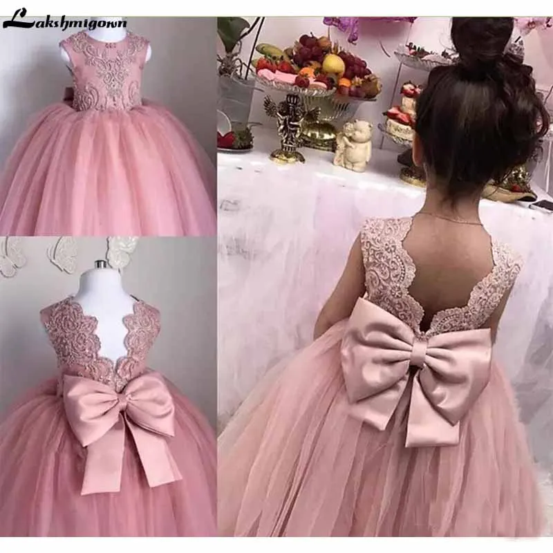 flower girl dresses with bow on back
