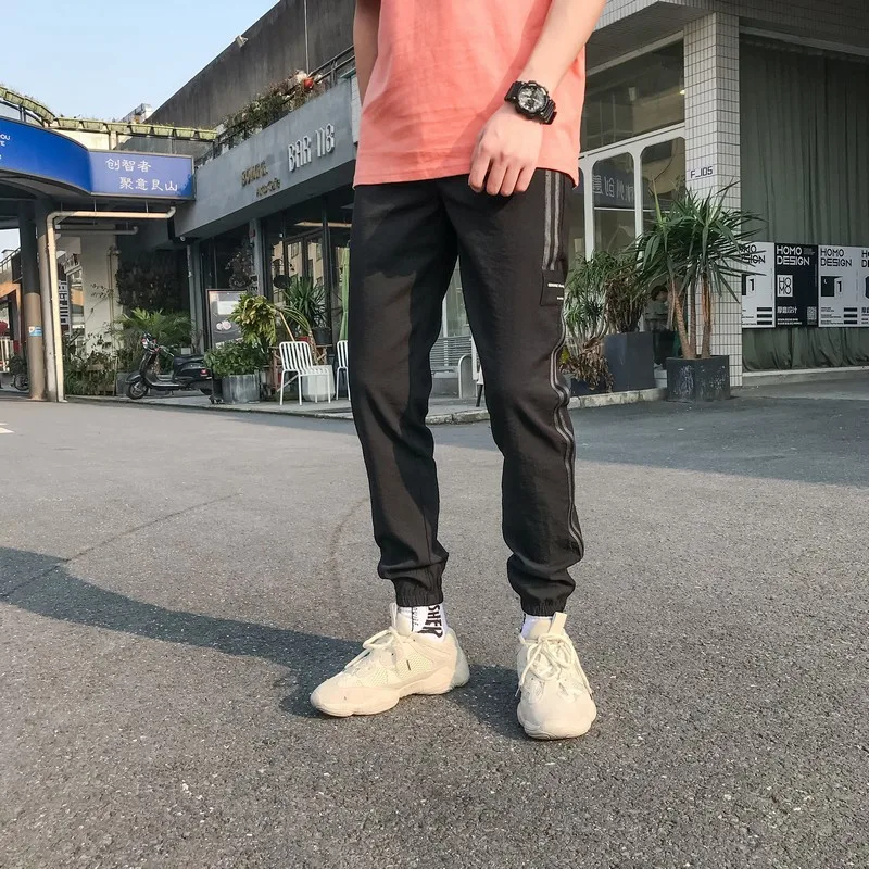 

Summer Thin Section Viscose Hong Kong Style Harajuku INS Men's Pants Ankle Banded Pants Popular Brand Sports Casual Trousers