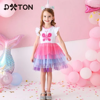 

DXTON 2020 Baby Girl Dress with Butterfly Applique Vestidos Cotton Kids Summer Party Dresses for Girls Clothes Princess Costume