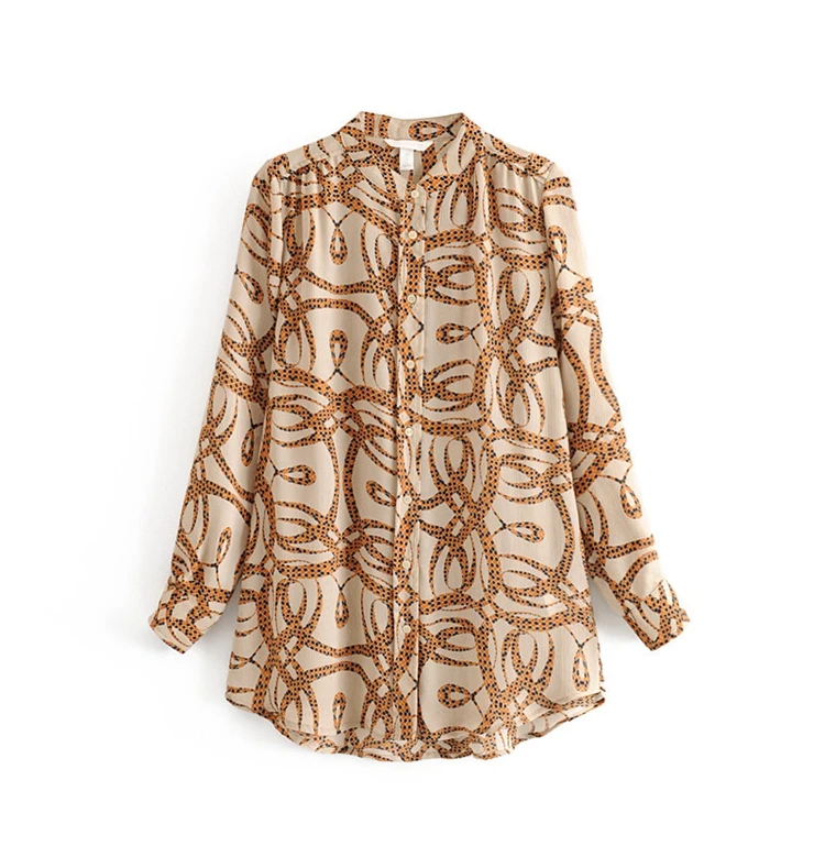 

2020 Autumn Women's Loose Vintage Baroque Print Long Sleeve Shirt modis vadiming sheiner zaraing women blouse kimono