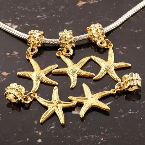 

10pcs Silver/Gold color 20mm Starfish dangle European bead charms