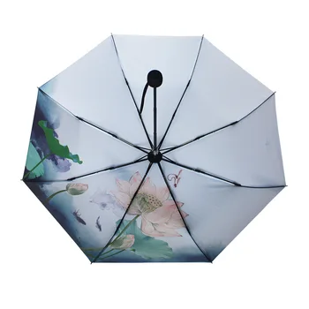 

Painting Flower Umbrella Rain Women Waterproof Three Folding Umbrellas Female Paraguas Girls Guarda Chuva Women's Umbrella