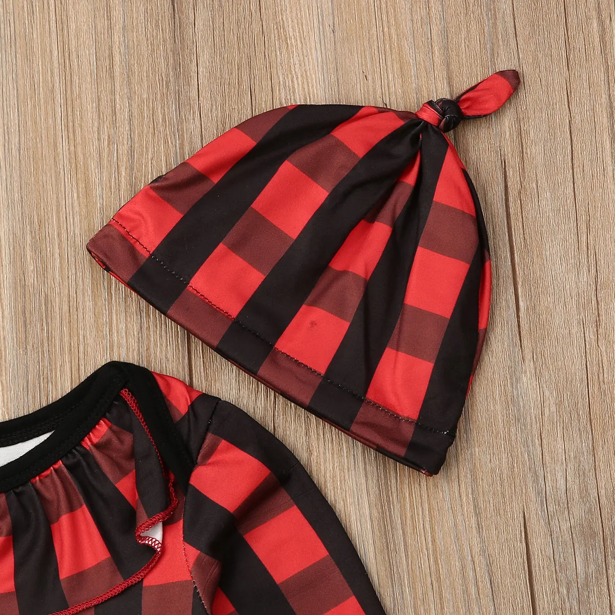 Newest Hot Newborn Baby Infant Christmas Plaid Swaddle Wrap Blanket Long Sleeve Sleeping Bag+Hat For 0-24 Months