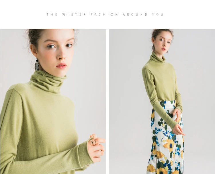 Женские шерстяные пуловеры, шерсть, с высоким воротом и длинным рукавом, Однотонный свитер,, Осень-зима, шерстяные свитера