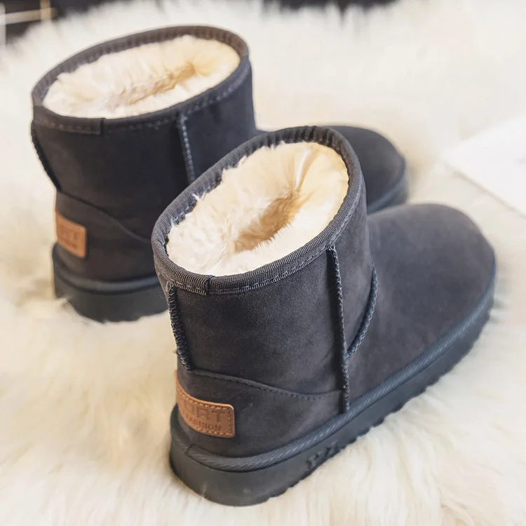Bottes de neige en cuir véritable pour enfants, chaussons en fourrure de  mouton, chaussures imperméables, chaussures d'hiver pour bébés, filles et  garçons - AliExpress