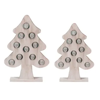 

Natural Wood Christmas Tree Ornament Colorful LED Light Xmas Decoration Holiday