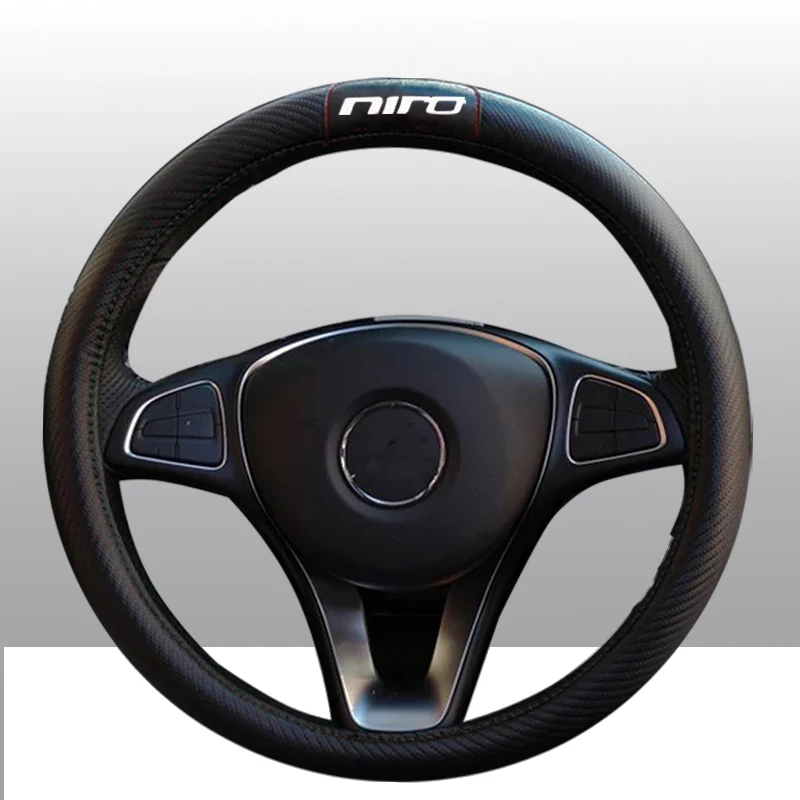 Для Kia Niro, автомобильные чехлы на руль из углеродного волокна и кожи, крышка на руль, автомобильные аксессуары для интерьера