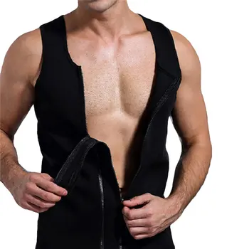 

Men Black Neoprene Gym Body Shaper Plus Size Adjustable Fitness Slimming Vest Tank Tops for Weight Loss Sauna Sweat Shirts