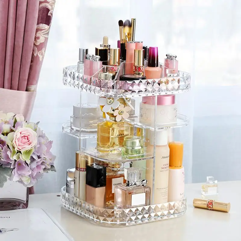 

Transparent Rotating Cosmetic Storage Display Holder Innovative Desktop Nail Polish Cosmetic Storage Display Tools