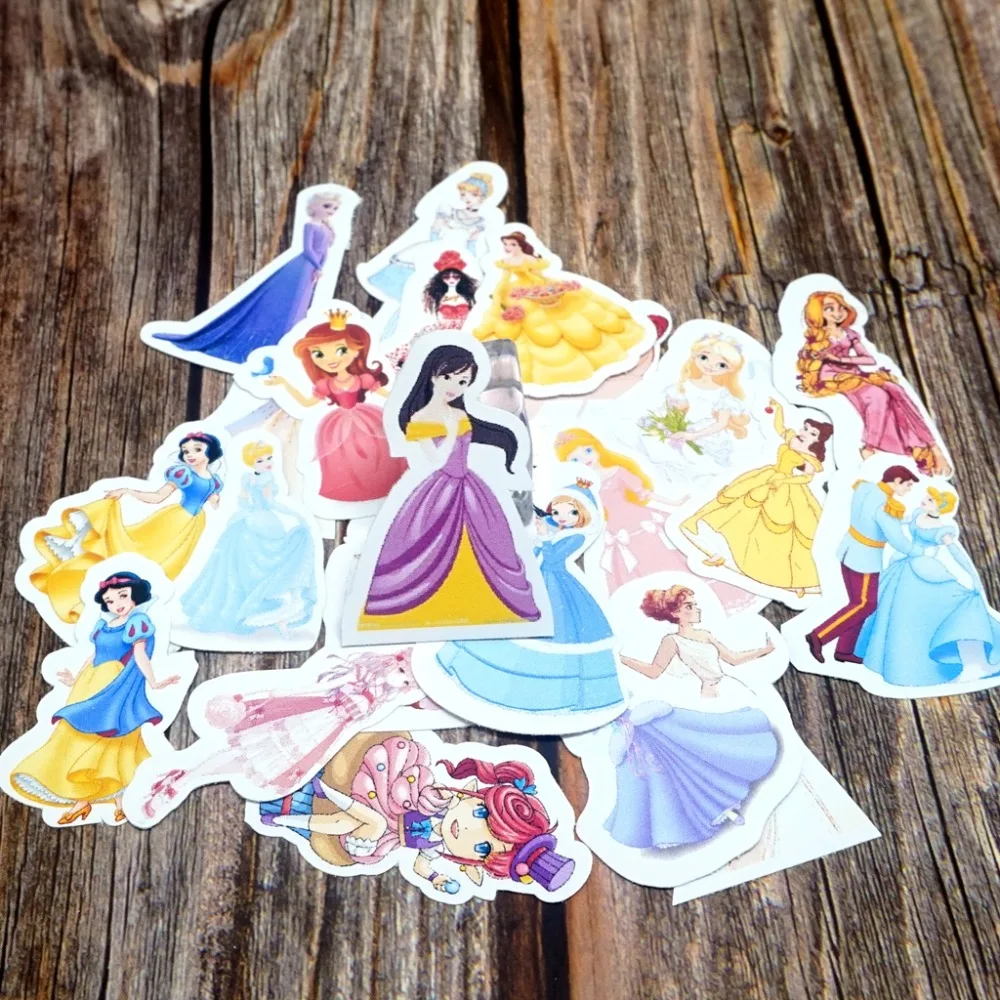 23PCS/Lot Princess Waterproof Stickers DIY Diary Laptop Phone Suitcase Stickers Kids Girls Students Cute Cartoon Gift Stickers