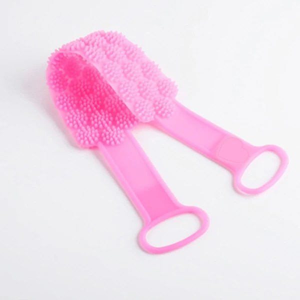Rosered Bath Brush Exfoliating Back Scrubber Massager Silicone Pull Ring Shower Back Scrub Sponge Household Bathroom Scrubbers - Цвет: Rosered