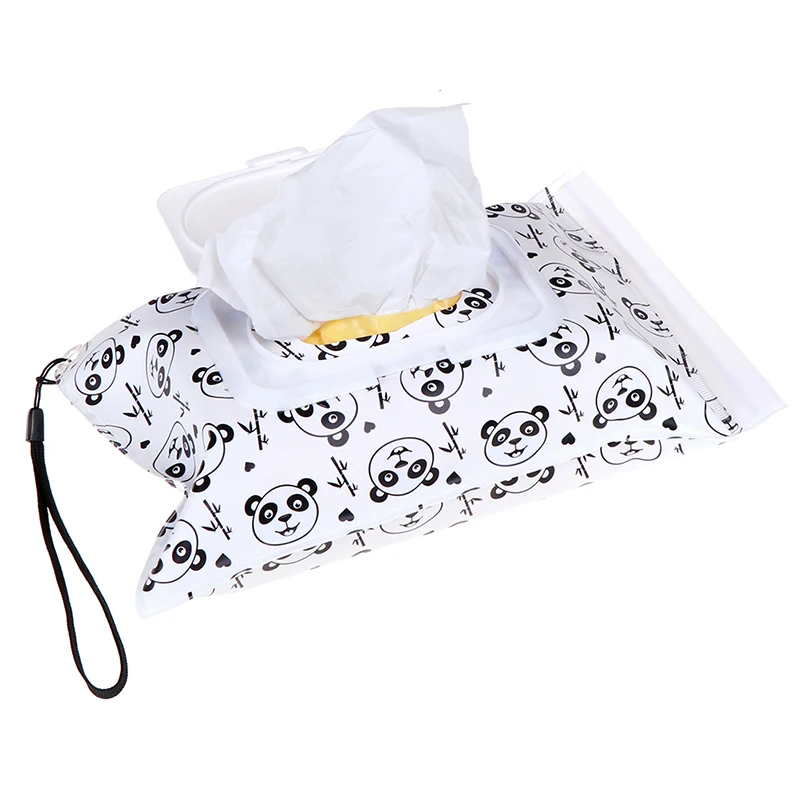 Eco-friendly Easy-carry Snap-strap Wipes Container Wet Wipes Bag Clamshell Cosmetic Pouch Clutch and Clean Wipes Carrying Case