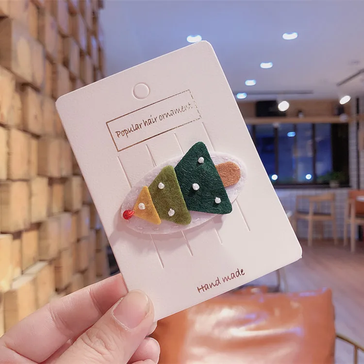 Christmas tree Рождественская вязаная детская заколка для волос с мультяшным рисунком, заколка для девочек, детская заколка для волос, праздничные волосы, аксессуары - Цвет: Christmas tree