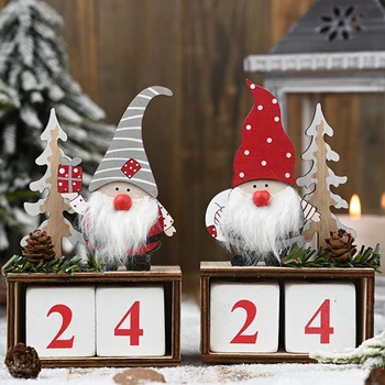

Wooden Christmas Advent Calendar Santa Claus Xmas Tree Merry Christmas Decorations for Home Table Decor Christmas Ornaments Gift