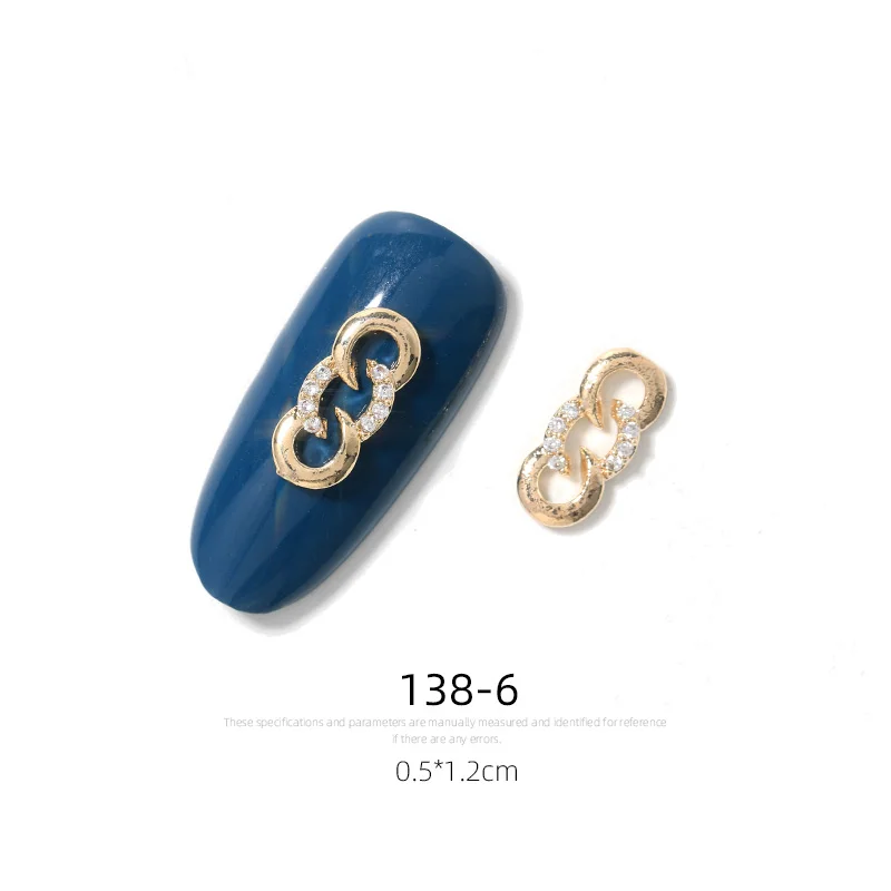 Latest 2 pieces alloy Zircon Nail art decoration luxury zircon rhinestone tassel / heart / wing nail jewelry high end long nail - Цвет: 138-6