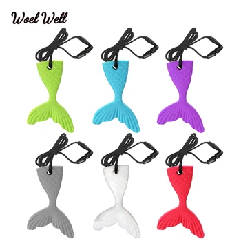 

5 pcs Silicone Mermaid Tail Pendant babi Teether Necklace Sensory Chewing toys Baby silicon Teething Molar children's goods gift
