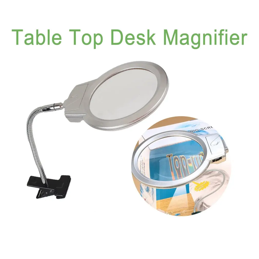 Clip On Desktop Illuminated Magnifier Magnifying Glass Reading Loupe Metal Hose LED Lighted Lamp Top Desk Magnifier With Clamp|Bathroom Accessories Sets| - AliExpress