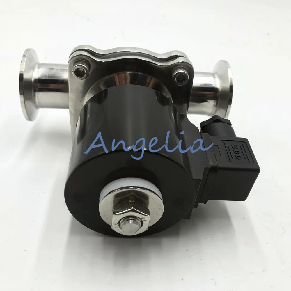 AC220V DC24V " DN50 Электрический санитарный Соленоидный клапан Tri Clamp OD 77 мм нержавеющая сталь 304 нормально закрытый