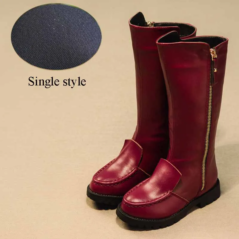 red single Сапоги из натуральной кожи сапоги upper Boots, платье принцессы модная детская одежда теплые сапожки, наряд для родителей и ребенка зимние Высокие ботинки на шнуровке - Цвет: red single