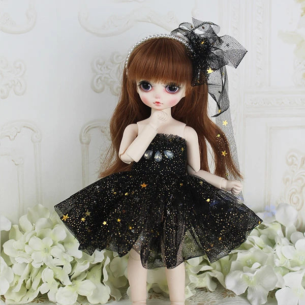 BJD SD кукла мини одежда черная лолита кружевное платье костюм для 1/6 1/8 Кукла Одежда