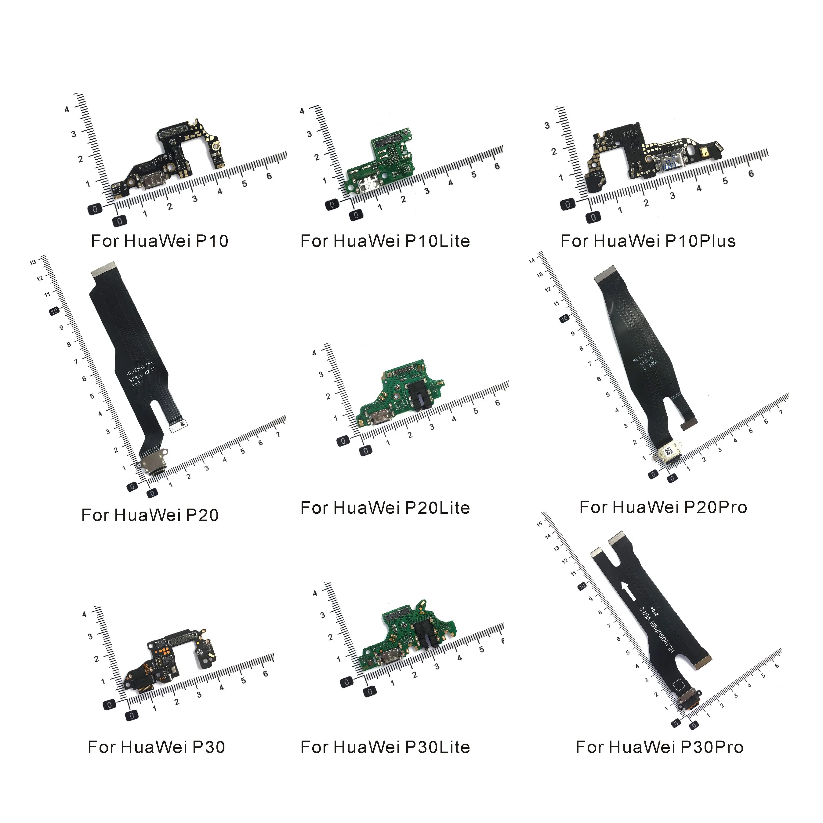 

USB Charging Dock Port and Socket Jack Connector, Charge Board, Flex Cable for Huawei P10 P20 P30 Lite Plus Pro, Microphone Mic