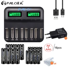 PALO LCD display inteligentna ładowarka do akumulatora USB do 1.2V AA AAA SC C D rozmiar akumulator + 1.2V AA akumulatory AAA