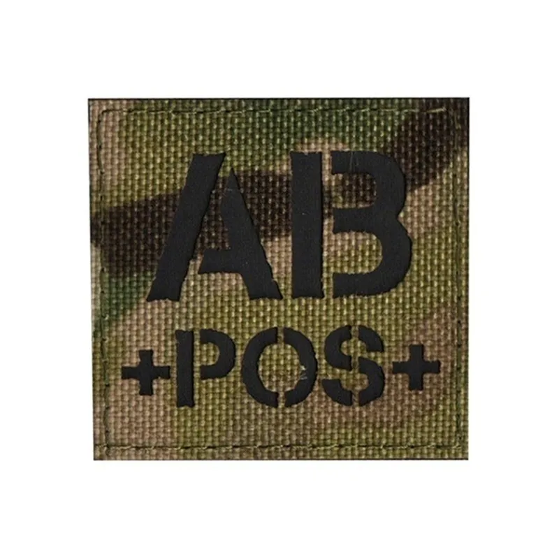 Тип крови инфракрасный в темноте патч A+ B+ O+ AB+ POS положительный ИК патч обратный CP военный боевой патч значок с петлей