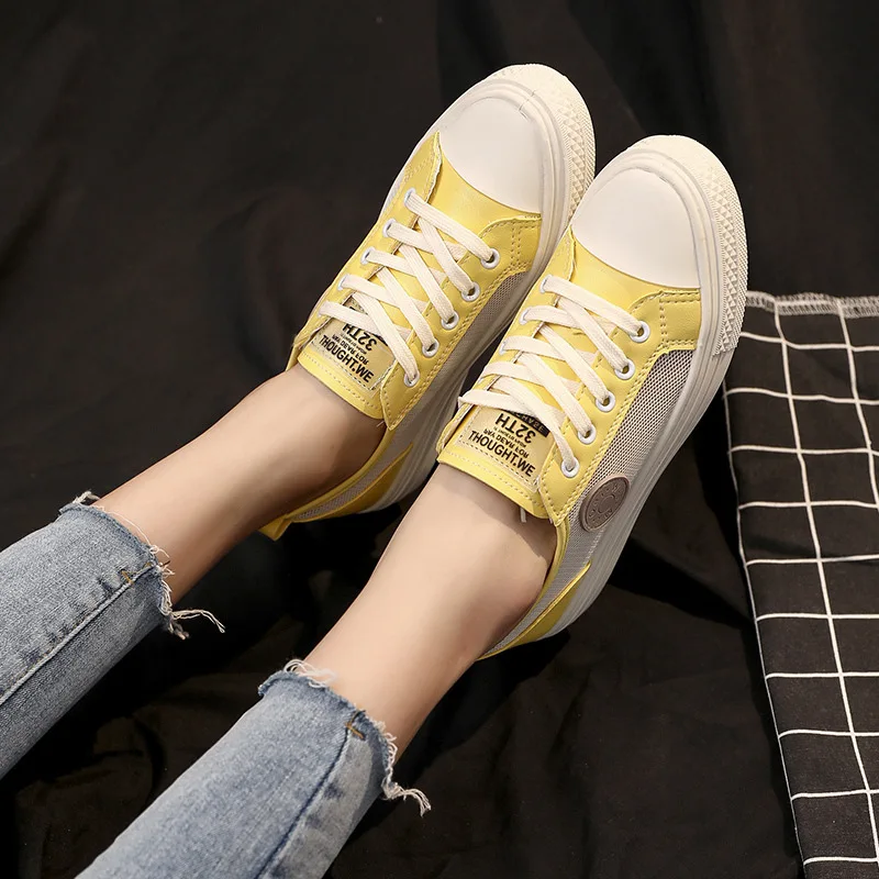 

Shoes 2019 Spring Korean-style New Style Fashion round Shallow Mouth Mesh Breathable Lace-up Casual WOMEN'S Shoes Perennial-
