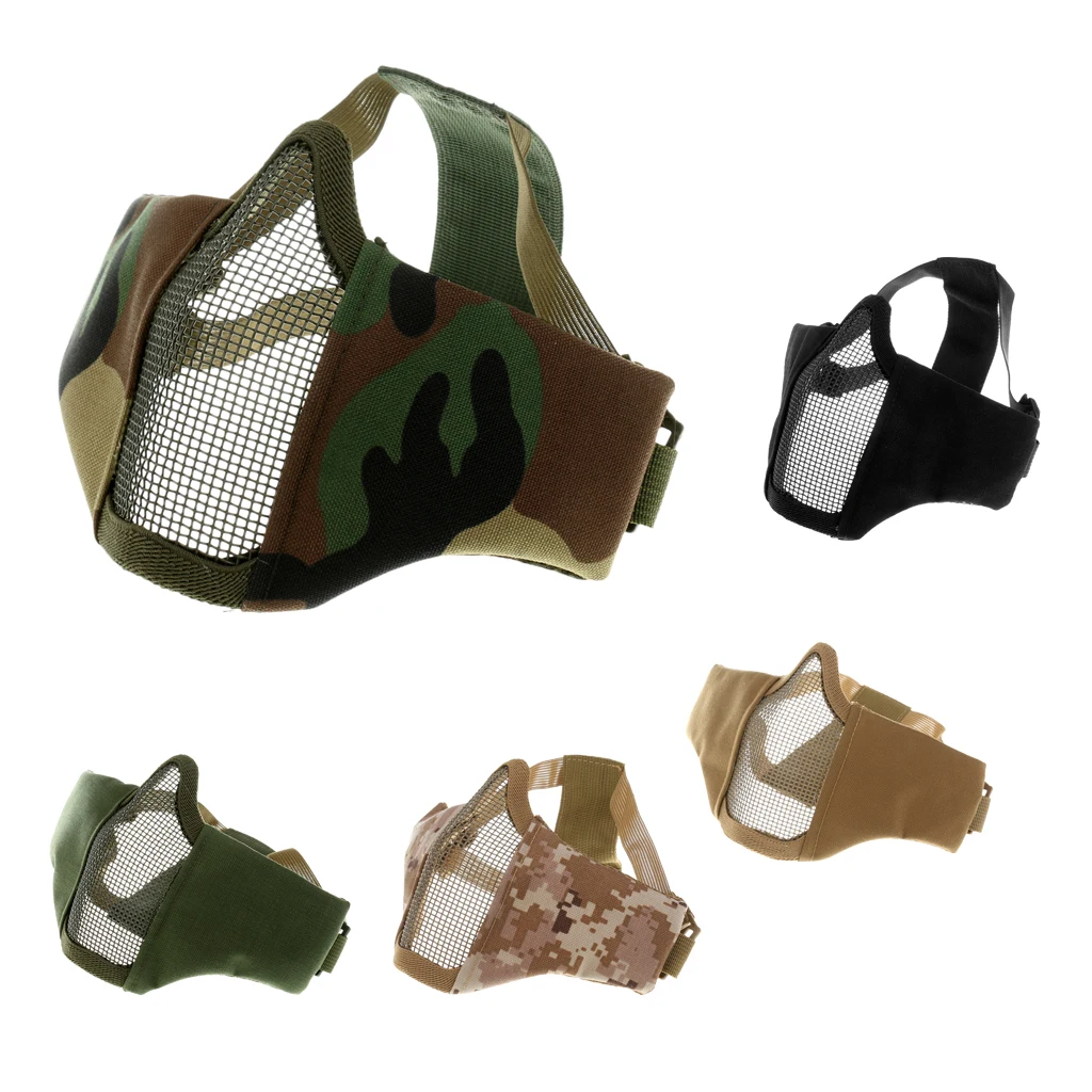 

Foldable Half Face Lower Mask Mesh Adjustable Mask for Hunting/Paintball/Shooting