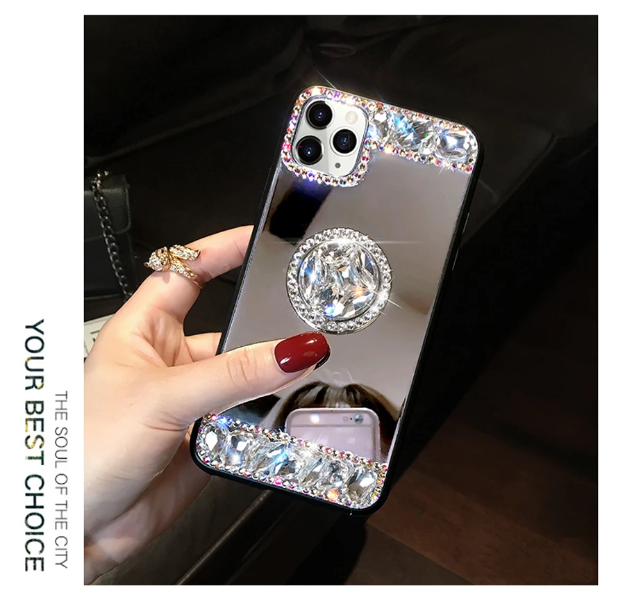Чехол Sunjolly с зеркальным бриллиантом для samsung Galaxy S10 Plus S10E S9 S8 Plus S7 Edge Note 10 Plus 9 8 чехол-подставка s Чехол coque fundas