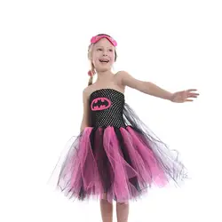 Новое Стильное детское платье с перекрестной каймой платье принцессы платье-пачка платье для девочек розовая, красная, черная одежда для