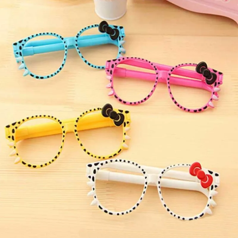 

Creative Bow Glasses Frame Ballpoint Pens Writing School Supplies Stationery Cute Office Student Gift Random Colors New