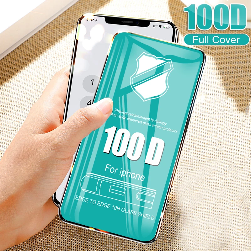 100D закаленное стекло с изогнутыми краями для iPhone 6 7 8 6S Plus защитная пленка на экран