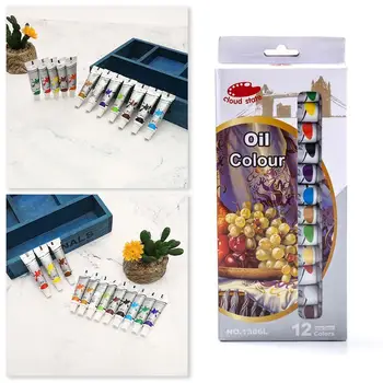 

12colors/set Oil Painting Art Paint Set Professional Schook 12ml Office Art Pigments Drawing Supplies C0F2