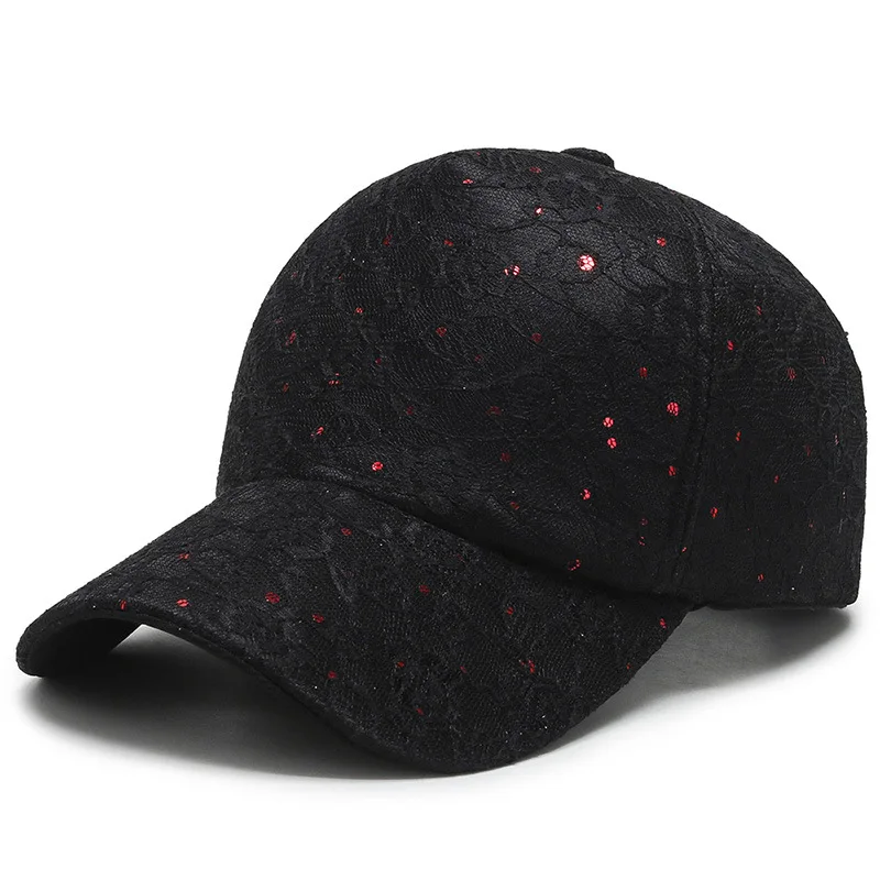 

New fashion Women Unisex lace Sequin Baseball Caps Visors Hat Casual Sport cap For Men Snapback Cap hat