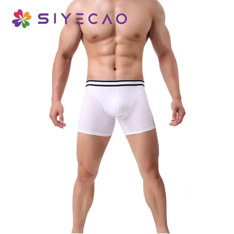 fashion men s sexy transparent stripe boxer briefs low rise underpants mens shorts underwear boxershorts male lingerie tanga 1Pcs Men Boxers Long Underwear Cotton Man Boxershorts Breathable Solid Boxers Underwear Cueca High-rise Boxer Underpants Male