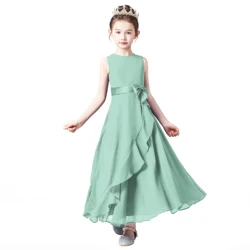 Chiffon Junior Bridesmaid  Ankle-Length Chiffon Flower Girl Dresses For Wedding and Party Girls Formal Gowns