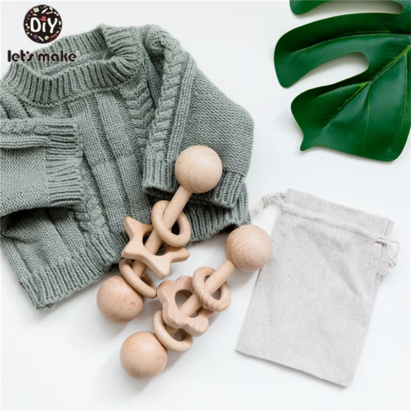 

lets make new product 1PC / 2PC / 3PC baby teether wooden baby beech wood glue Montessori toy stroller gift baby rattle product