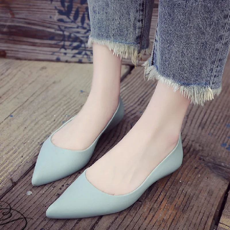 

2020 Women Pointed Toe Flat Spring Ladies Slip on Office Career Red Shoe Shallow Female Casual Fashion Comfortable Jelly Shoes