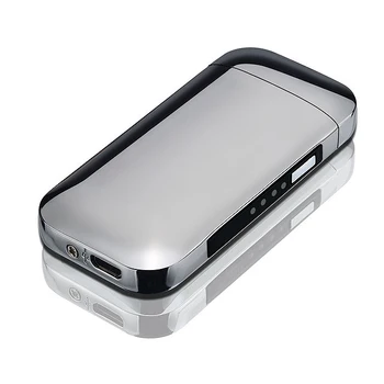 

Metal Windproof Electronic Usb Charging Cigarette Lighter Double Arc Plasma Pulse Led Power Display Lighters